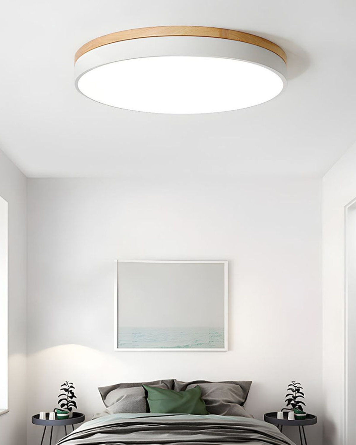 Nature Inspired LED Flush Mount Oak Accent Ceiling Light
