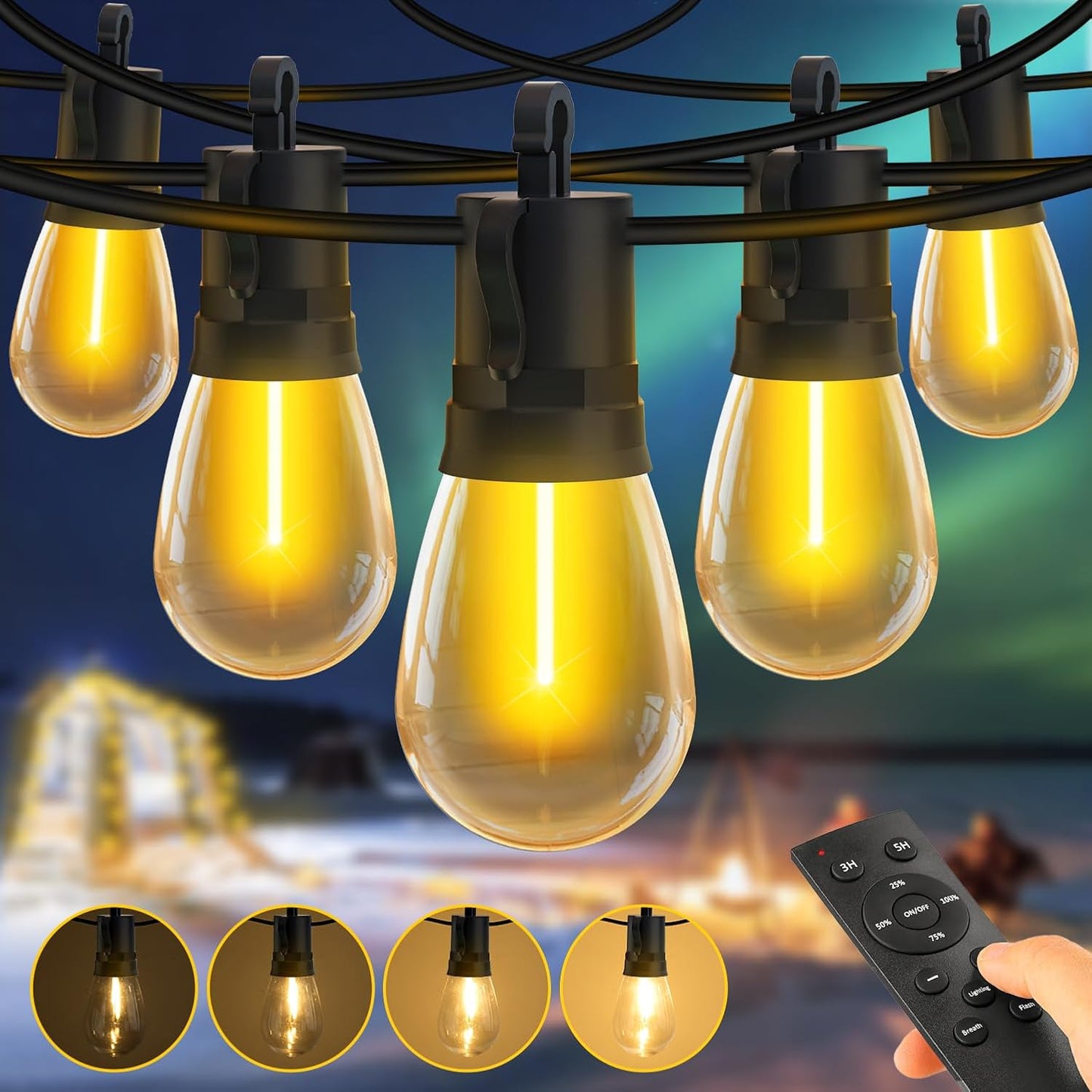 Solar Festoon Lights IP65 Waterproof Shatterproof with Remote