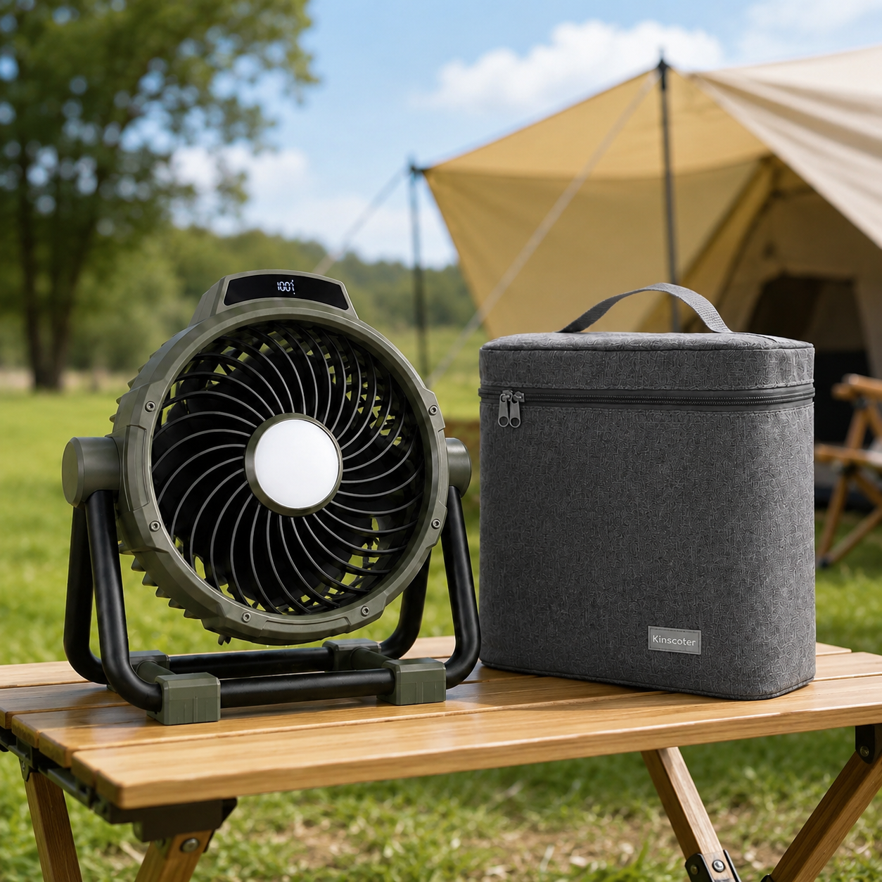 Portable Camping Fan with LED Light 20000mAh