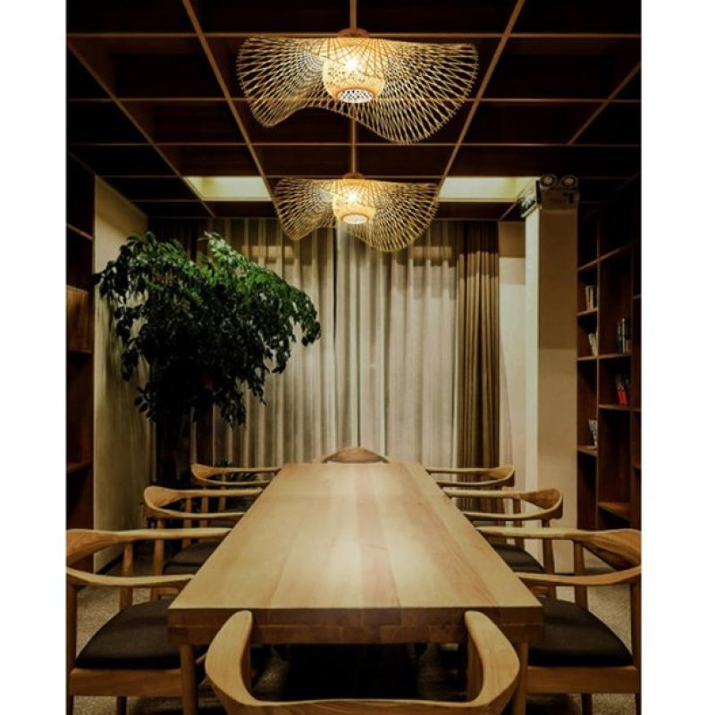 Boho Woven Rattan Ceiling Light Fixture