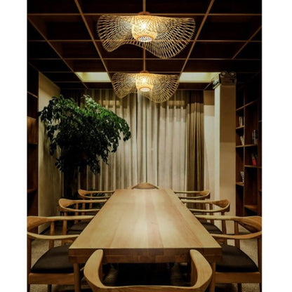 Boho Woven Rattan Ceiling Light Fixture