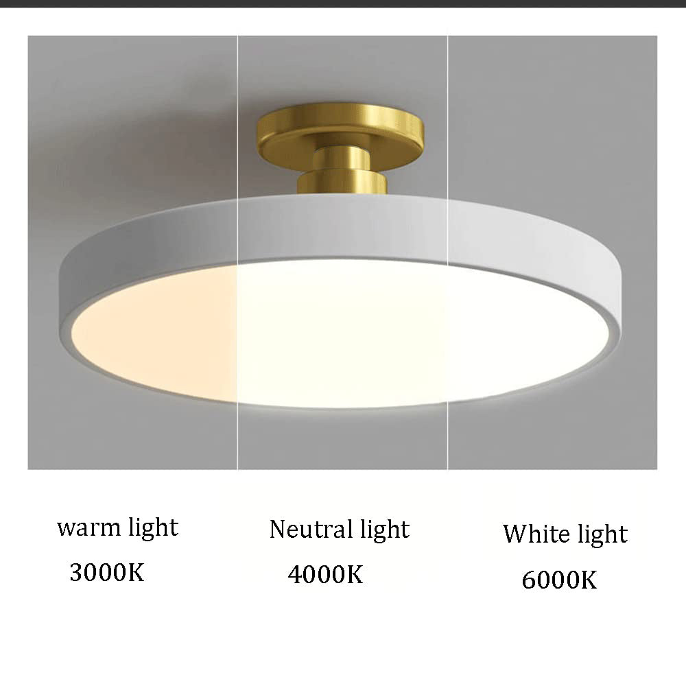 Round Acrylic Metal LED Ceiling Light – Semi Flush Mount – Hallway Living Room