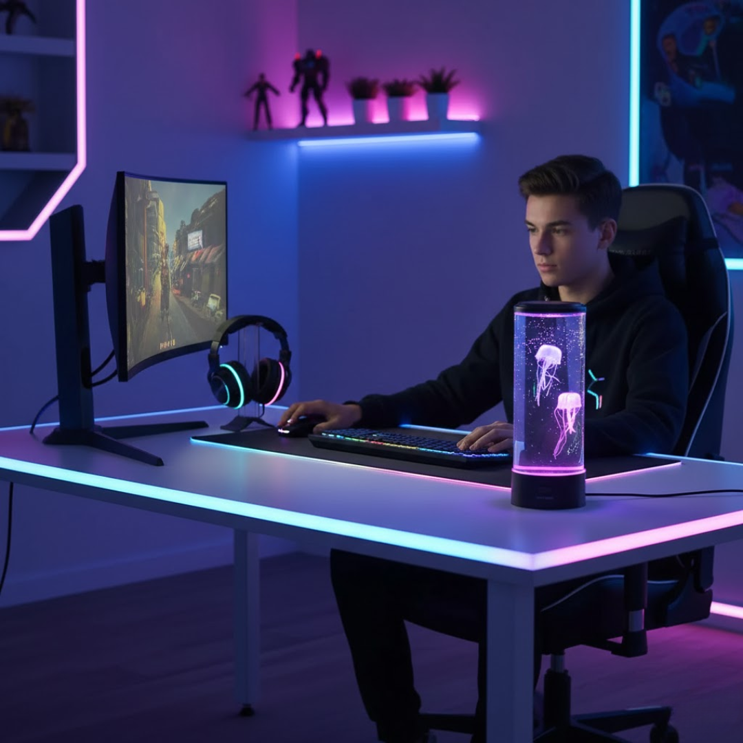 Modern LED Jellyfish Table Lamp for Bedroom - Mood Light - Bedside Night Light