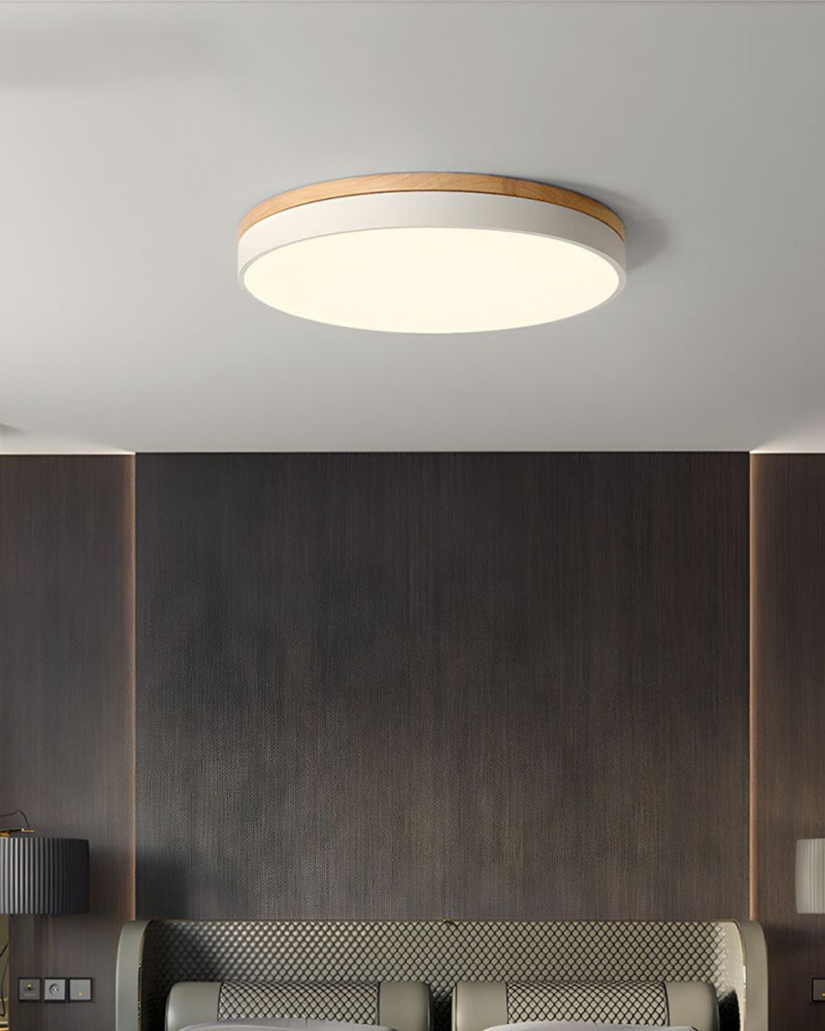 Nature Inspired LED Flush Mount Oak Accent Ceiling Light