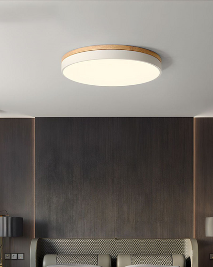 Nature Inspired LED Flush Mount Oak Accent Ceiling Light