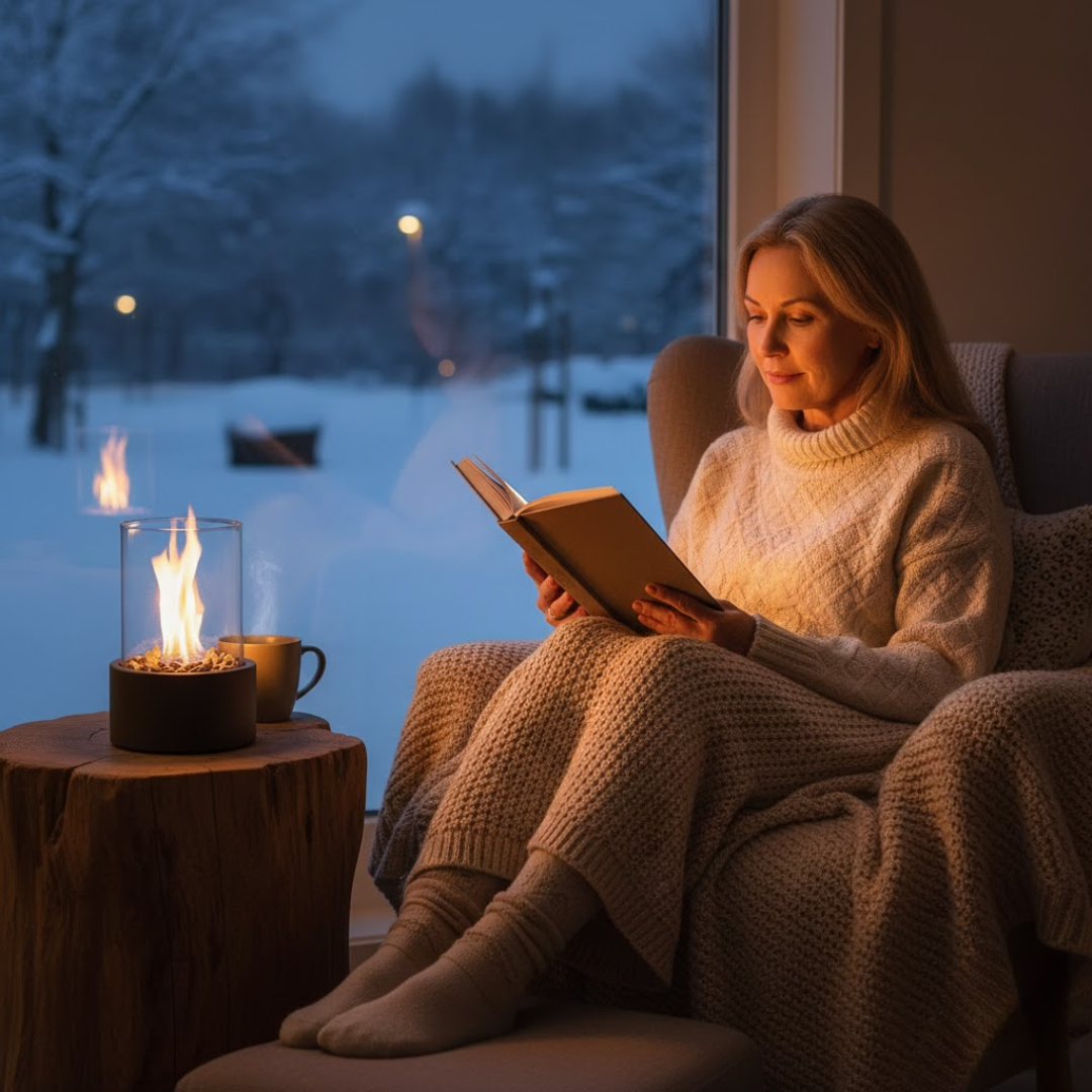 Bioethanol Tabletop Fireplace - Ventless Smokeless Indoor Outdoor - Portable Real Flame