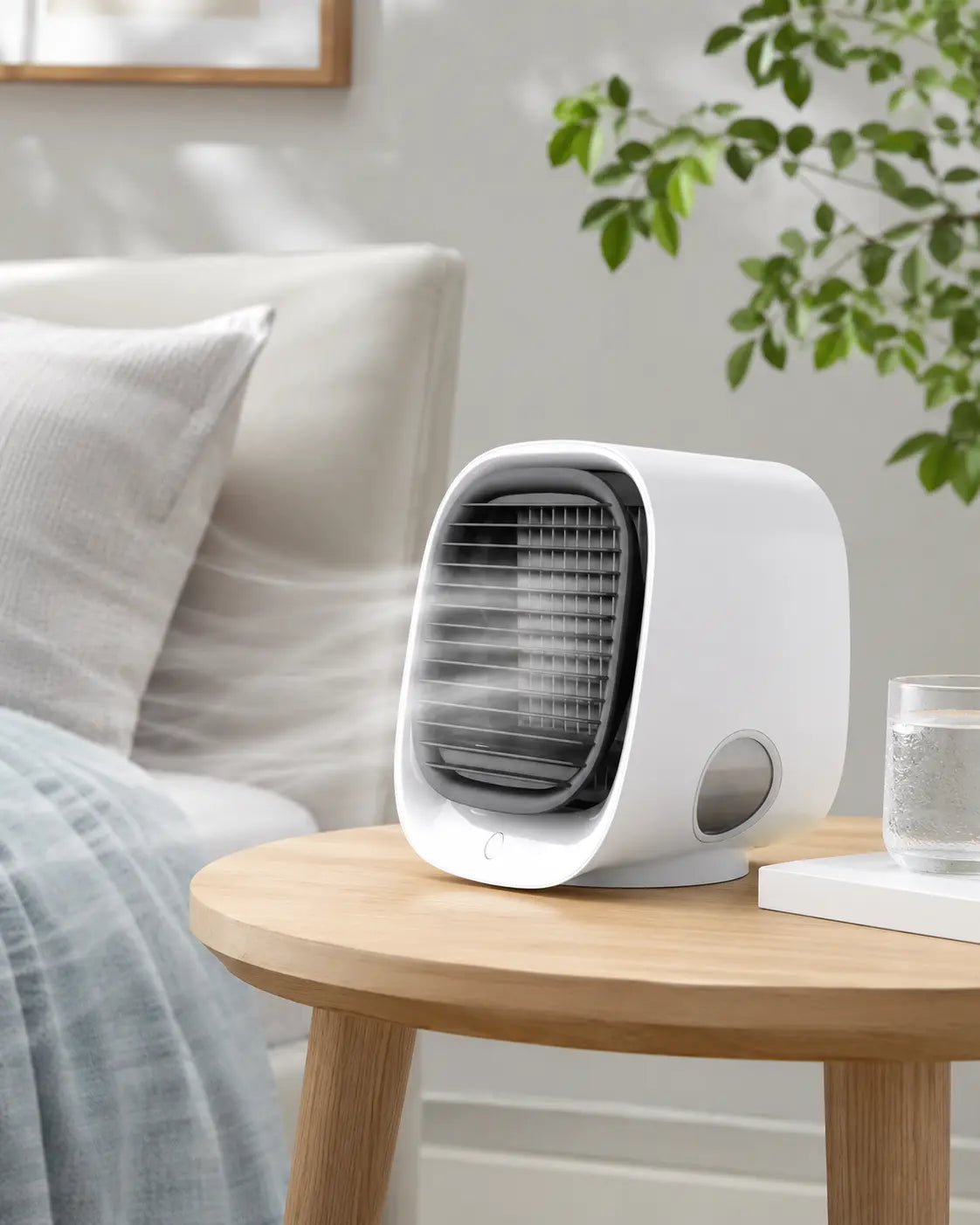Desktop USB Air Cooler with Humidifying Mist - Portable Personal Fan for Desk or Bedside