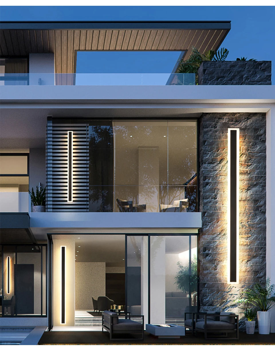 Modern Black Waterproof Led Outdoor Garden Wall Light