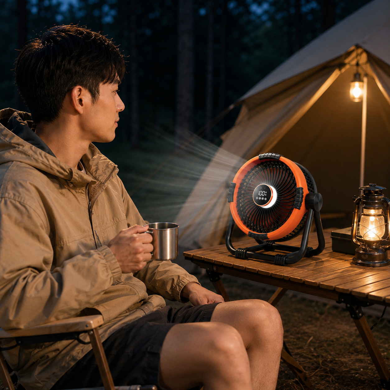Portable Camping Fan with LED Light 20000mAh