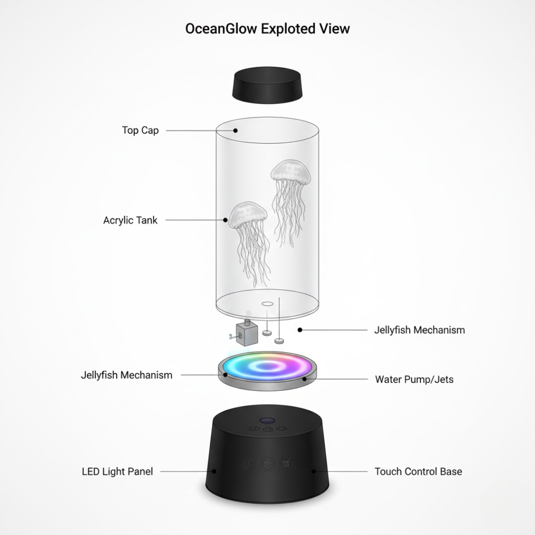 Modern LED Jellyfish Table Lamp for Bedroom - Mood Light - Bedside Night Light