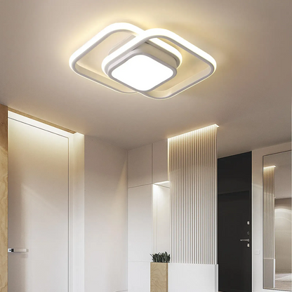 Modern Minimalist Double Ring Halo Contemporary Ceiling Light Fixture