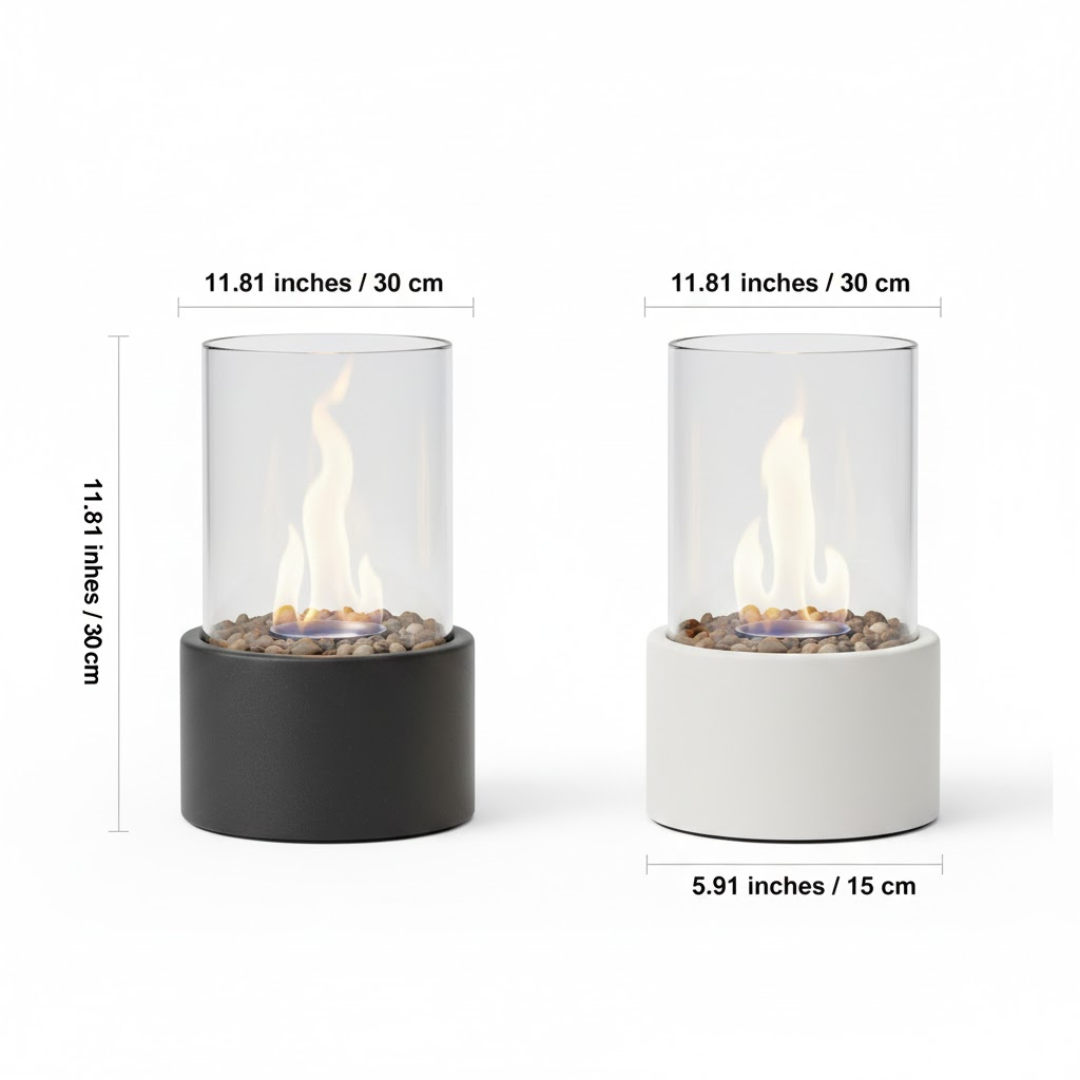 Bioethanol Tabletop Fireplace - Ventless Smokeless Indoor Outdoor - Portable Real Flame