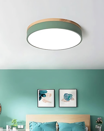 Nature Inspired LED Flush Mount Oak Accent Ceiling Light