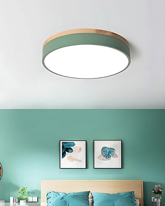 Nature Inspired LED Flush Mount Oak Accent Ceiling Light