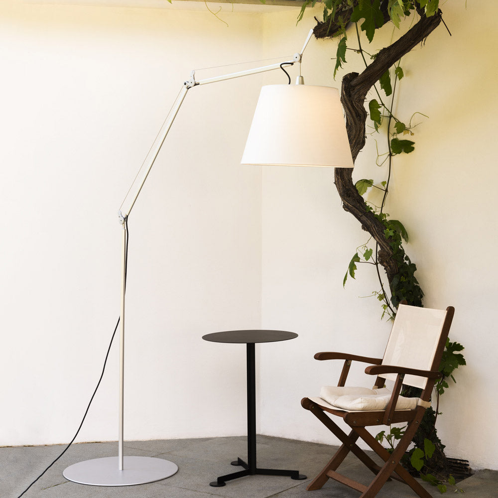 Adjustable Metal & Fabric Floor Lamp – Articulated Arm – Lounge & Reading