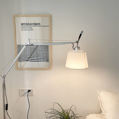 Adjustable Metal & Fabric Floor Lamp – Articulated Arm – Lounge & Reading