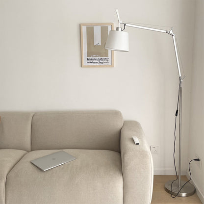 Adjustable Metal & Fabric Floor Lamp – Articulated Arm – Lounge & Reading