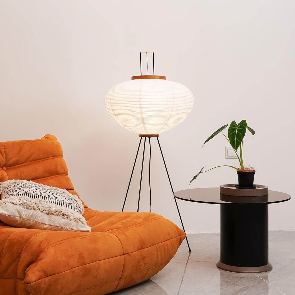 Retro Art Design Floor Lamp with Japanese Rice Paper Shade