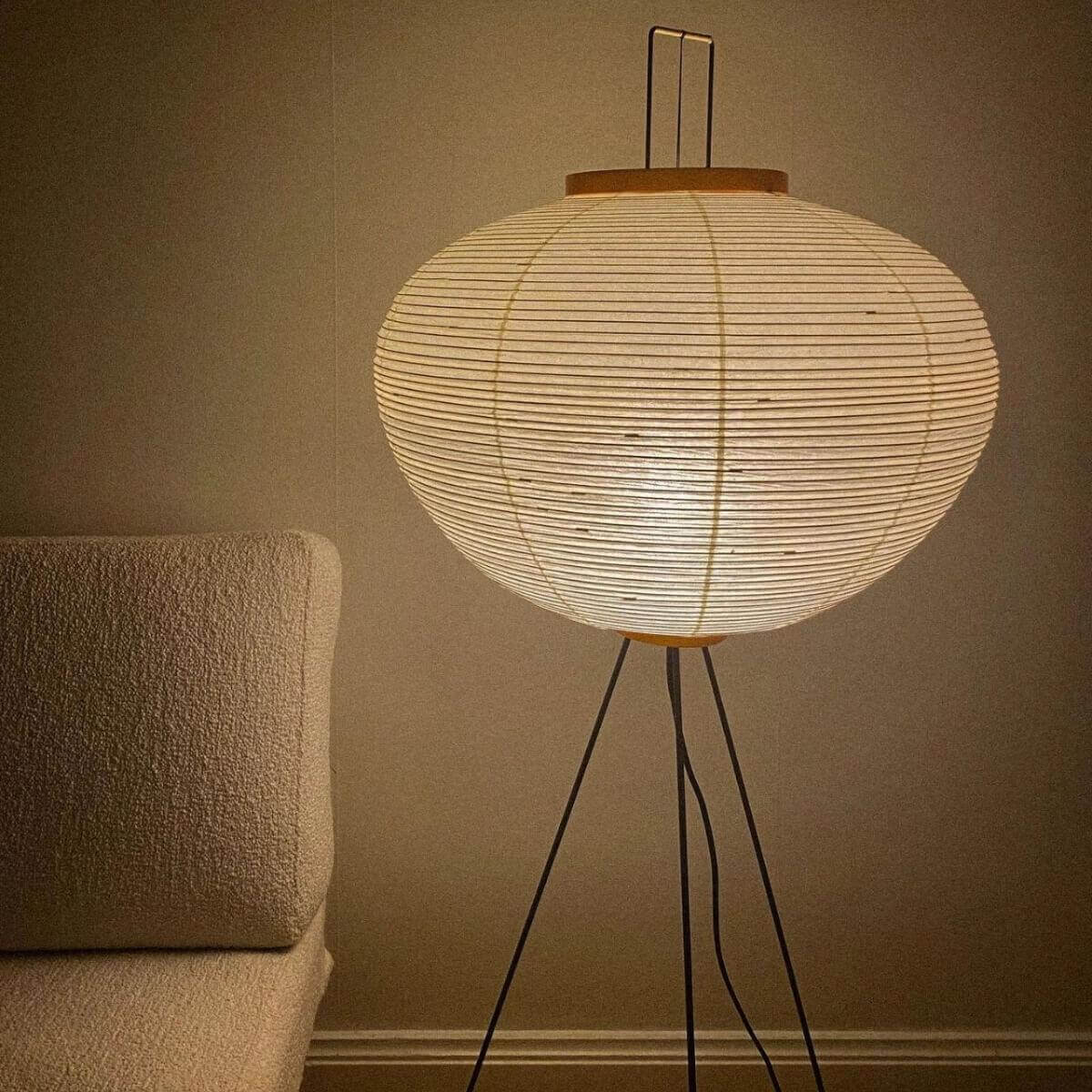 Retro Art Design Floor Lamp with Japanese Rice Paper Shade