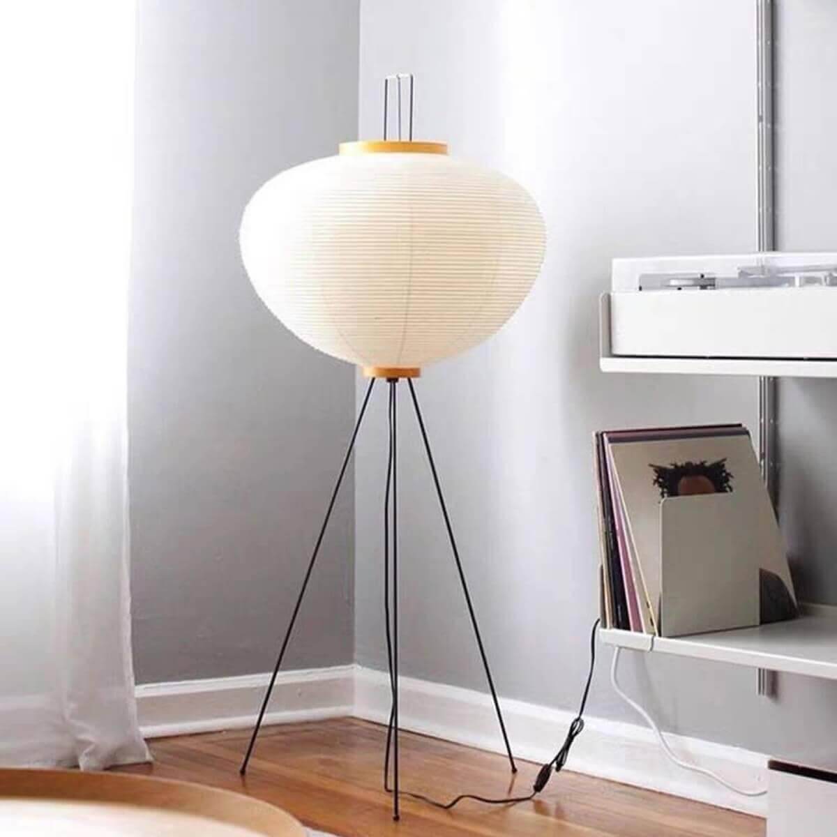 Retro Art Design Floor Lamp with Japanese Rice Paper Shade