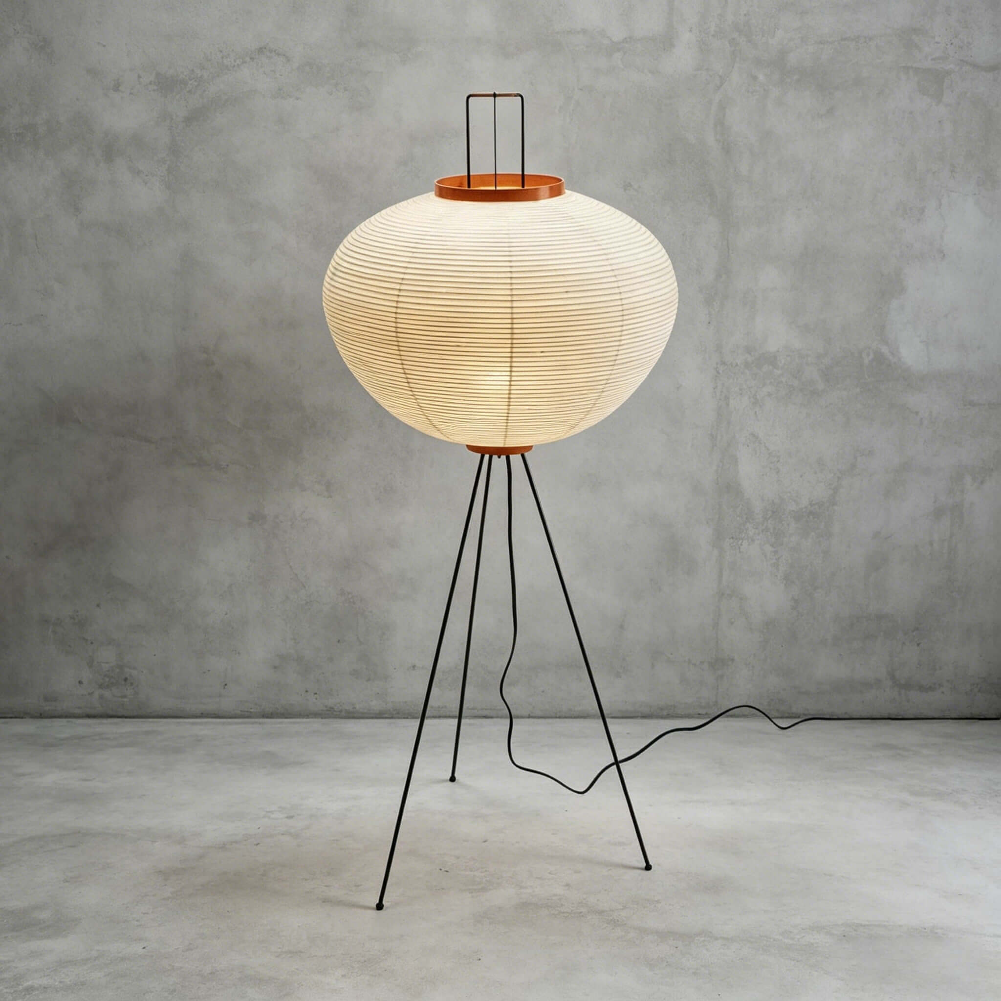 Retro Art Design Floor Lamp with Japanese Rice Paper Shade