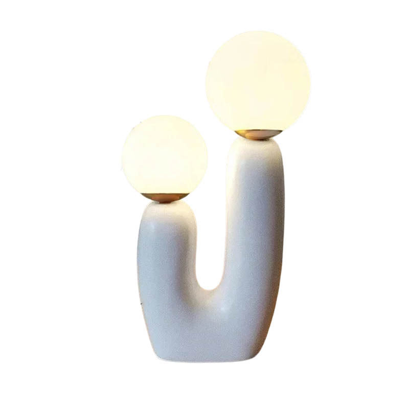 Art Deco Glass Table Lamp – Sculptural Resin Base LED – Bedside Living Room