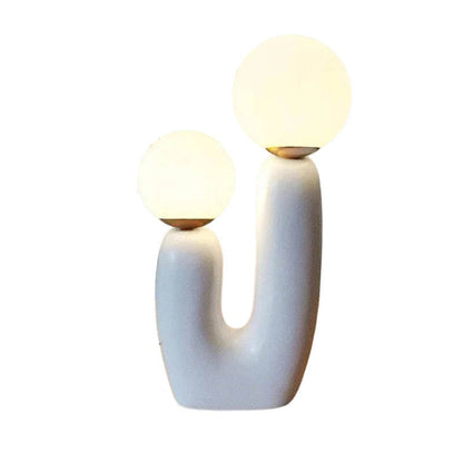 Art Deco Glass Table Lamp – Sculptural Resin Base LED – Bedside Living Room