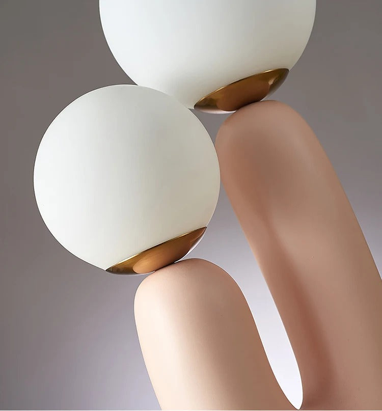 Art Deco Glass Table Lamp – Sculptural Resin Base LED – Bedside Living Room