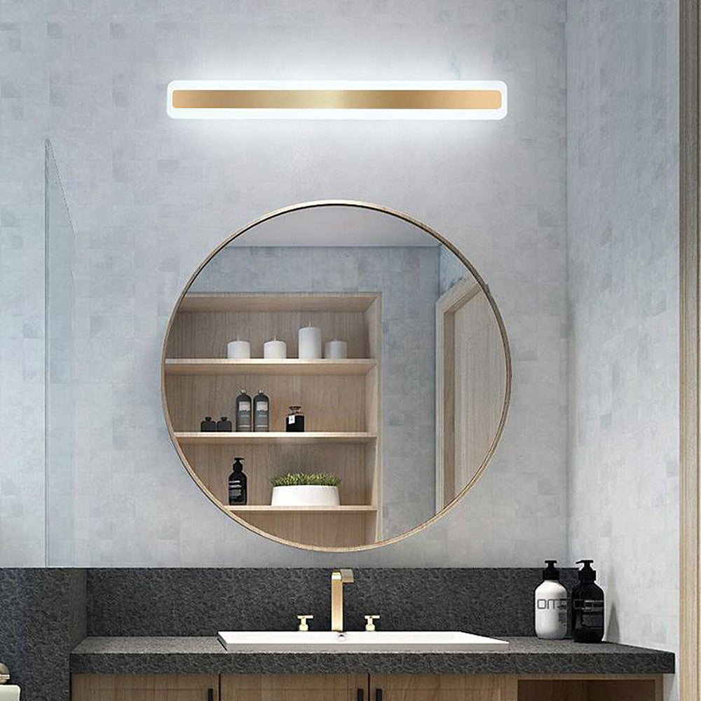 Modern Long Mirror Gold Finish Elegant Bathroom Wall Light