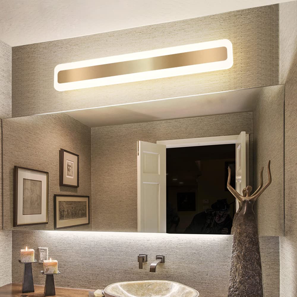 Modern Long Mirror Gold Finish Elegant Bathroom Wall Light