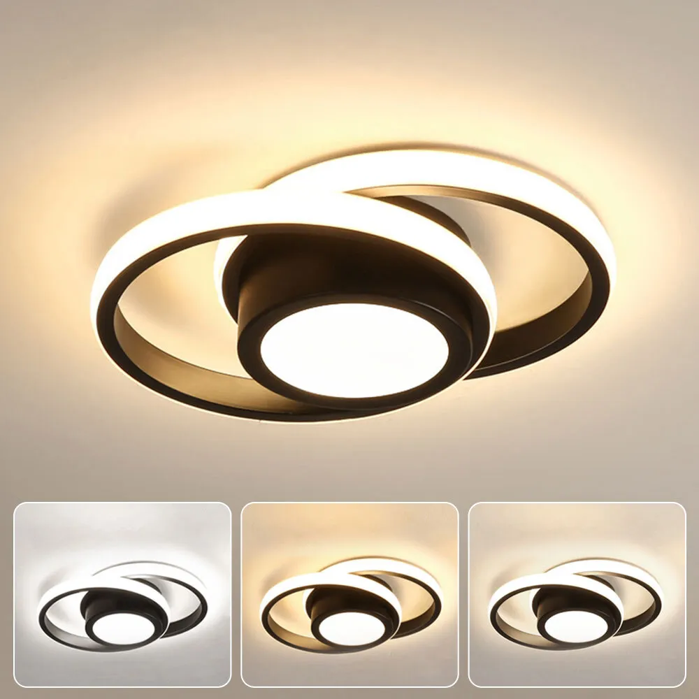 Modern Minimalist Double Ring Halo Contemporary Ceiling Light Fixture