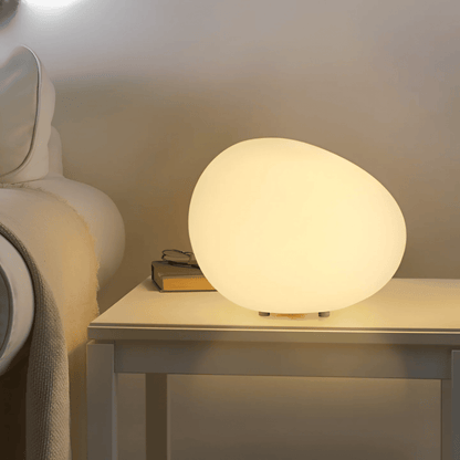 Minimalist LED Bedside Table Lamp for Bedroom - Night Light - Pebble-Shaped Design