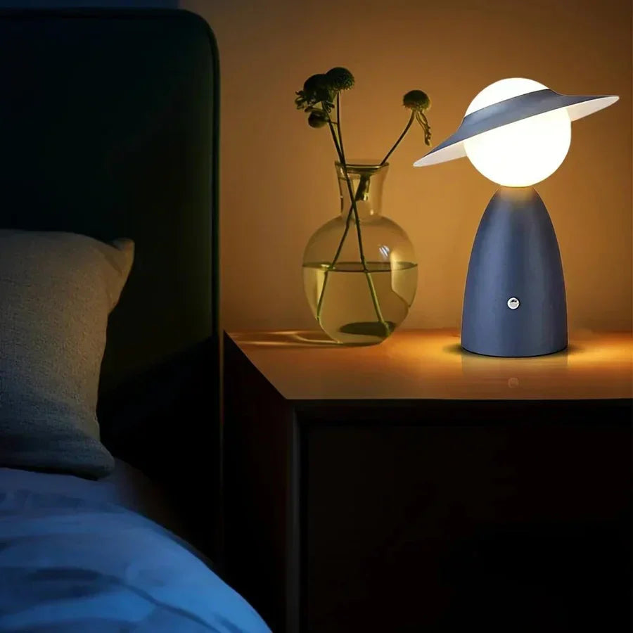 Cordless LED Table Lamp – Hat Design Rechargeable – Bedroom Bedside Iron