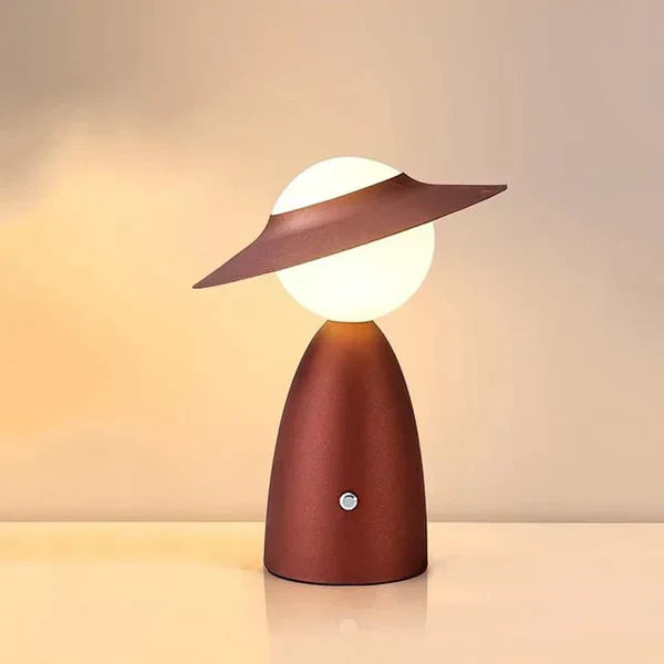 Cordless LED Table Lamp – Hat Design Rechargeable – Bedroom Bedside Iron