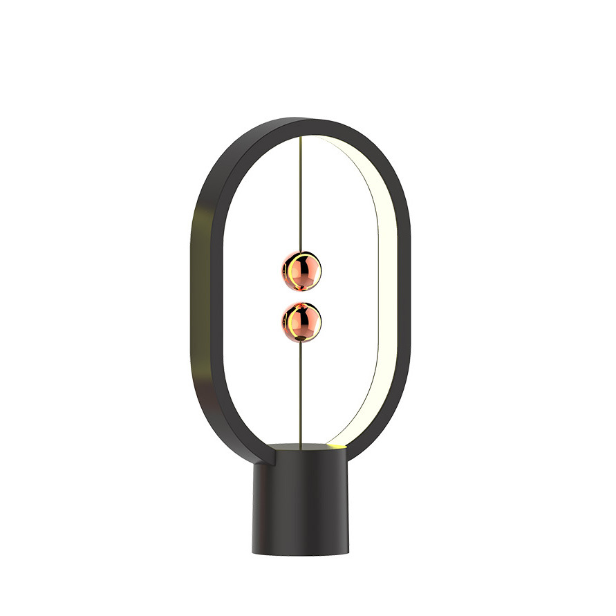 Oval Frame LED Table Lamp – Suspended Spheres Design USB-C – Bedroom Nightstand