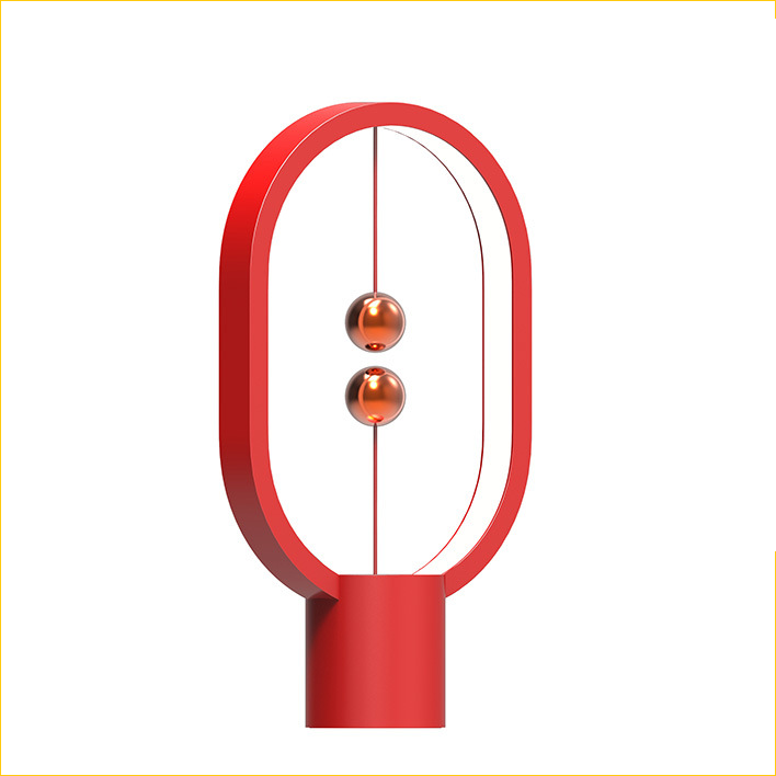 Oval Frame LED Table Lamp – Suspended Spheres Design USB-C – Bedroom Nightstand
