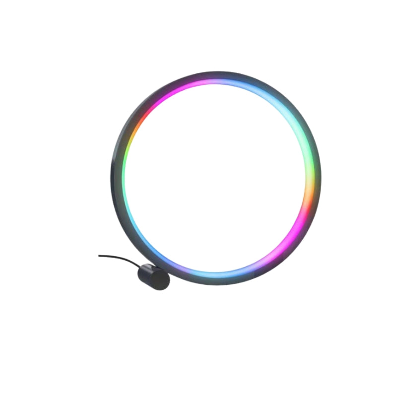 RGBIC LED Ring Table Lamp – Smart Tuya App Control & Remote – Bedroom Gaming USB