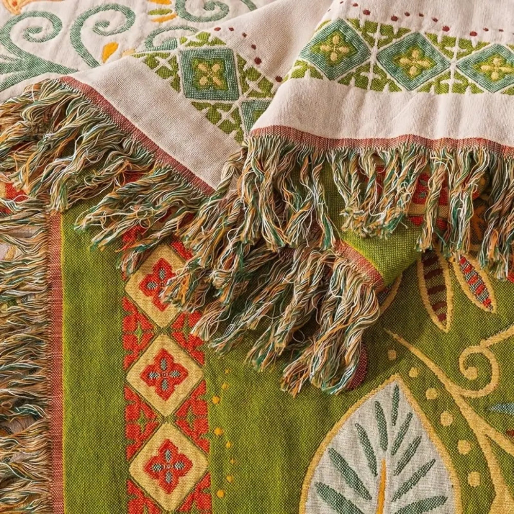 Fringed cotton gauze texture close-up
