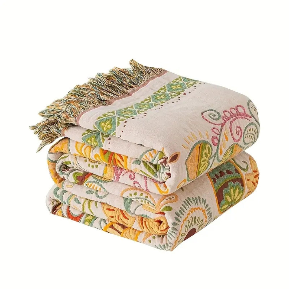 Sunny Fern cotton throw folded