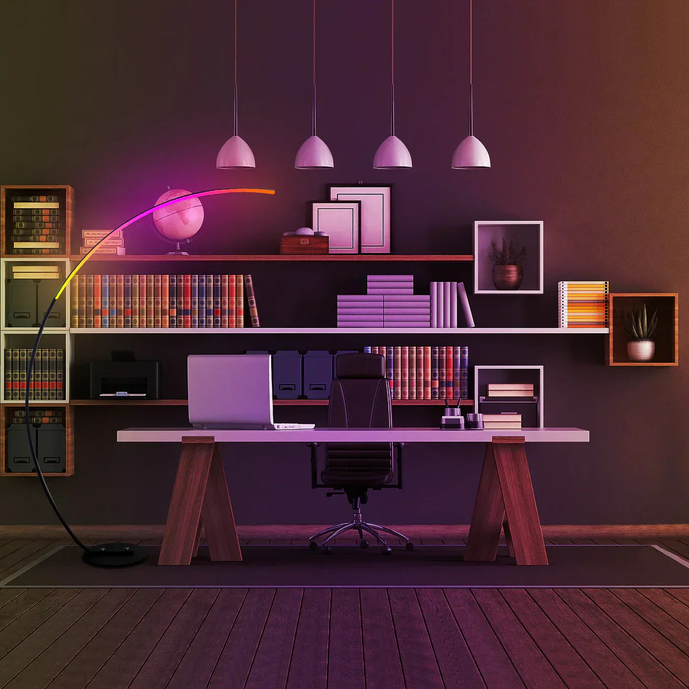 Modern Rgb Dimmable Arc Led Remote Control Floor Lamp