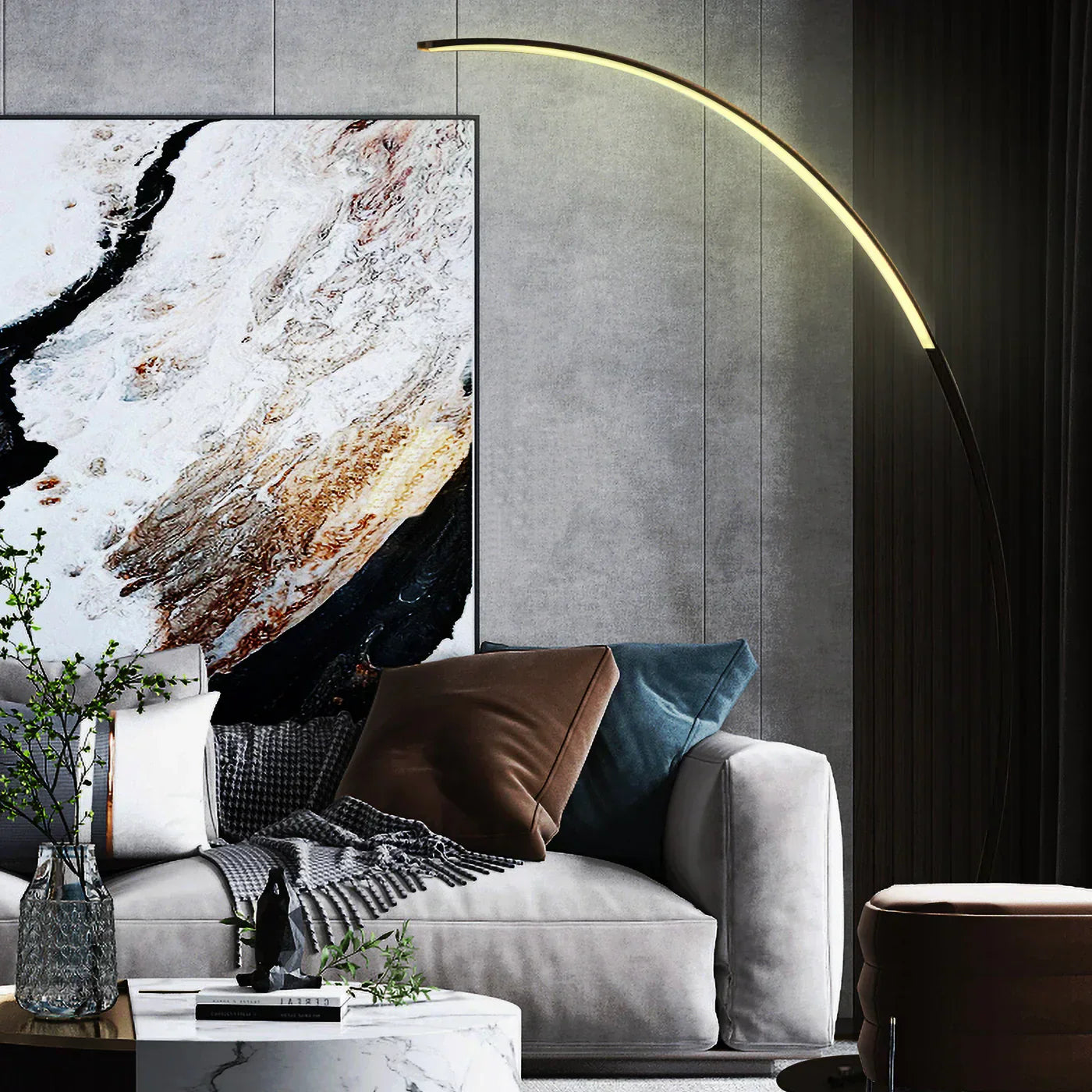 Modern Rgb Dimmable Arc Led Remote Control Floor Lamp