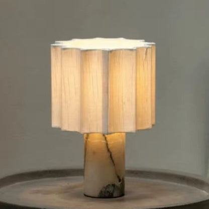 Calacatta Marble Linen LED Table Lamp – Cordless Rechargeable – Bedside Dining