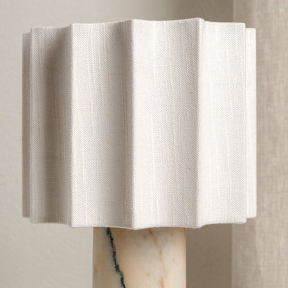 Calacatta Marble Linen LED Table Lamp – Cordless Rechargeable – Bedside Dining