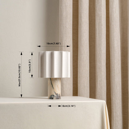 Calacatta Marble Linen LED Table Lamp – Cordless Rechargeable – Bedside Dining