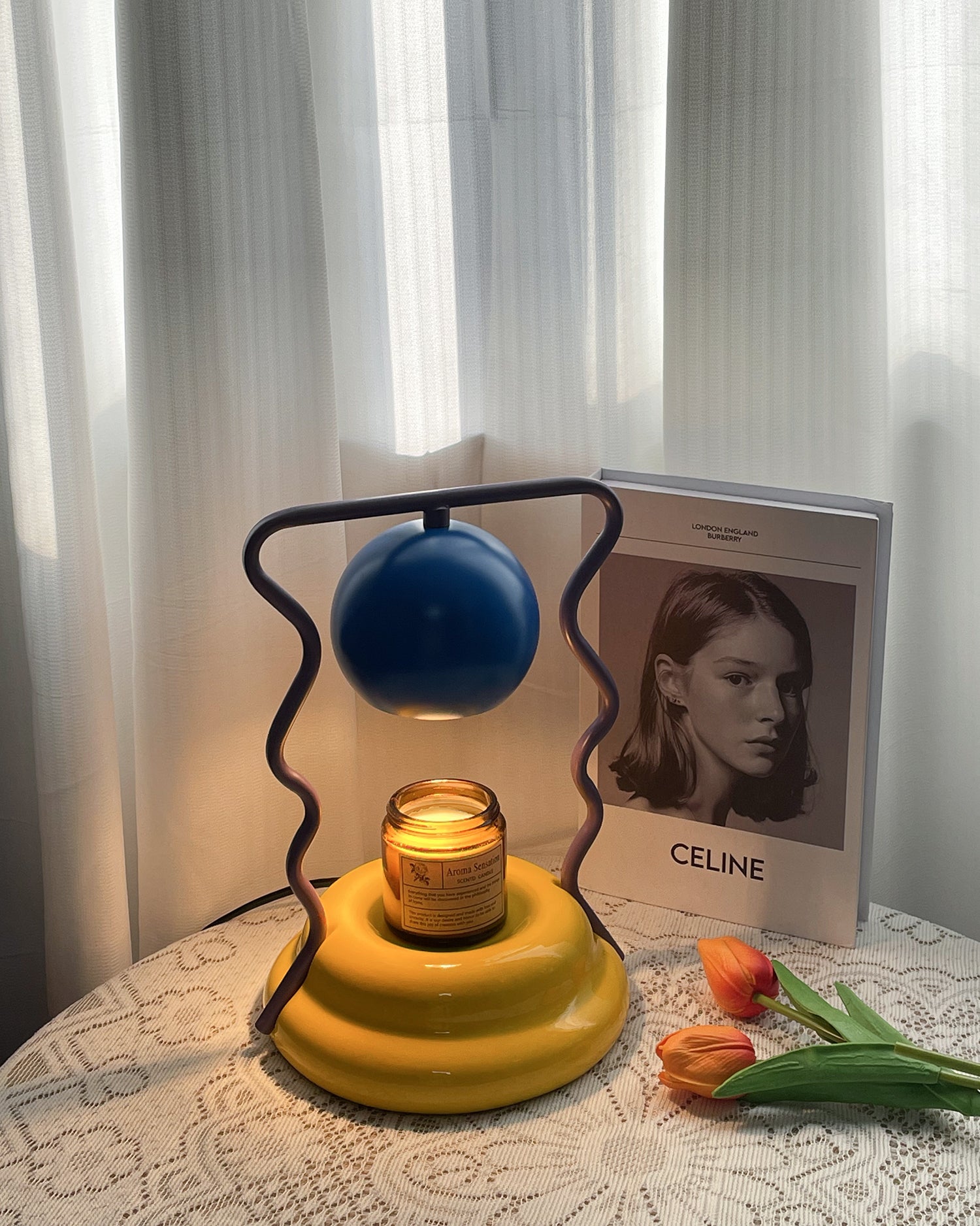Calvo Candle Warmer Lamp – Polished Gold & Glass – Flameless Melting Lamp