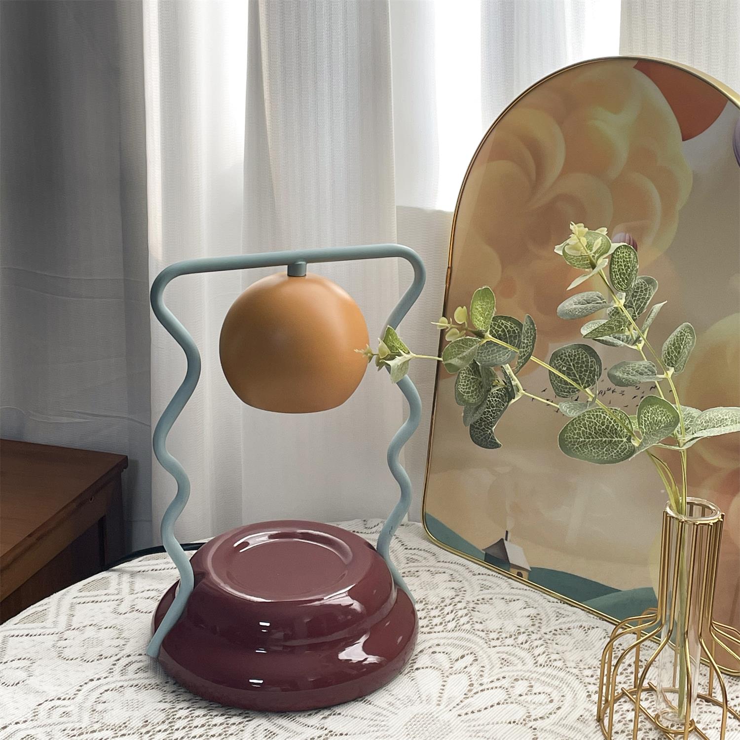 Calvo Candle Warmer Lamp – Polished Gold & Glass – Flameless Melting Lamp