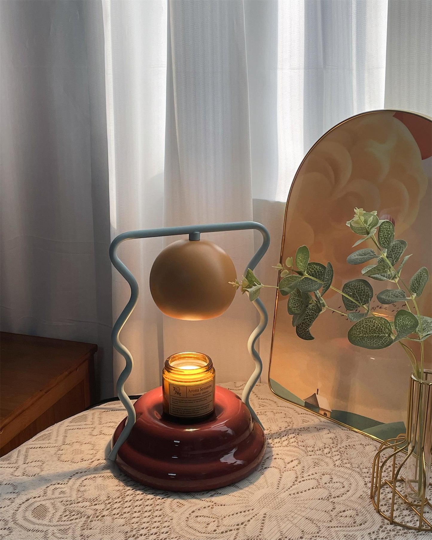 Calvo Candle Warmer Lamp – Polished Gold & Glass – Flameless Melting Lamp