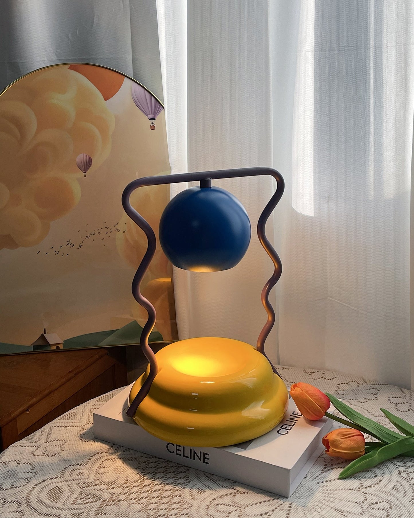 Calvo Candle Warmer Lamp – Polished Gold & Glass – Flameless Melting Lamp