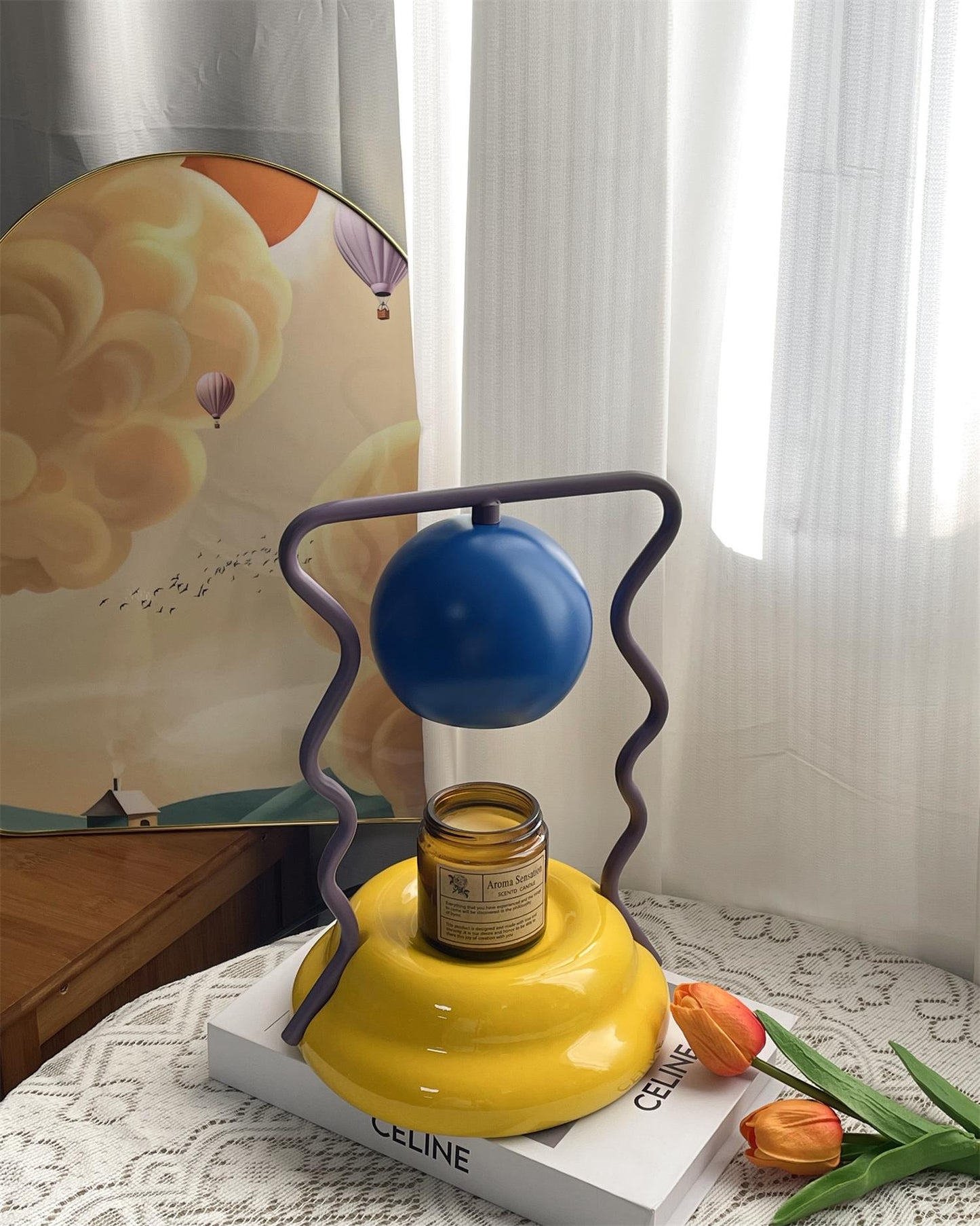 Calvo Candle Warmer Lamp – Polished Gold & Glass – Flameless Melting Lamp