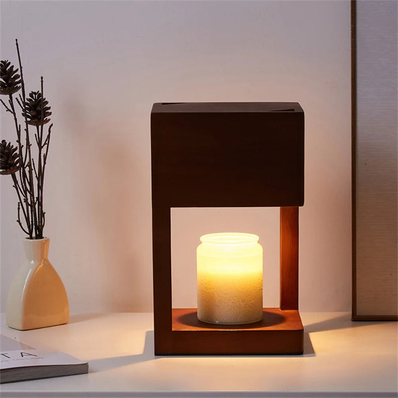Scandinavian Wooden Candle Warmer Lamp